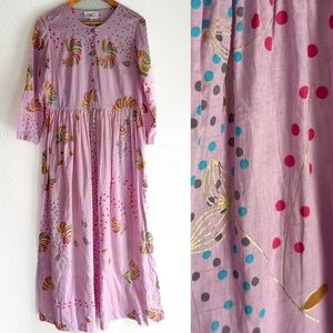 Soler Romantic III Pink Lolita Print Cotton Maxi Dress S/M Whimsical